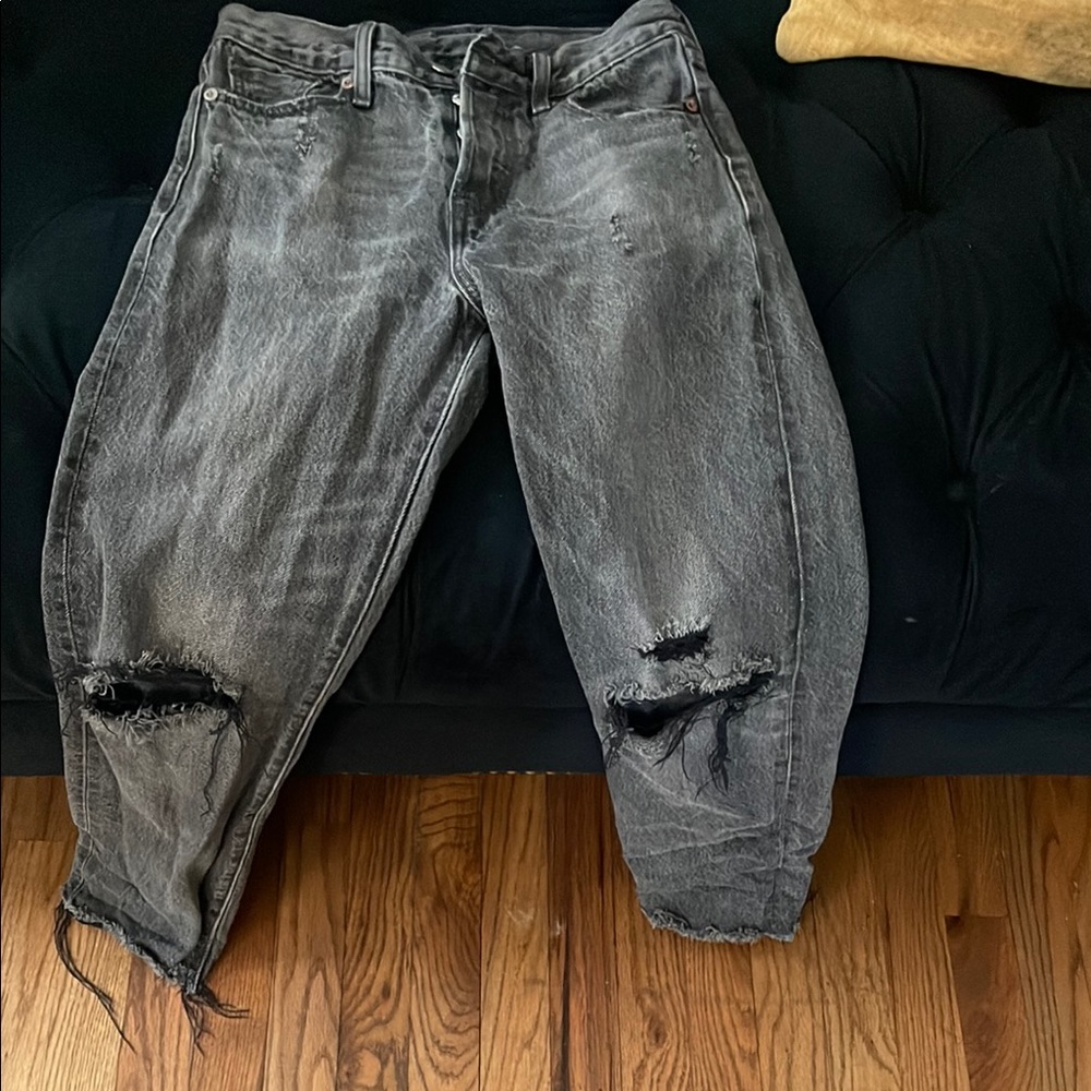 Distressed Gray Jeans